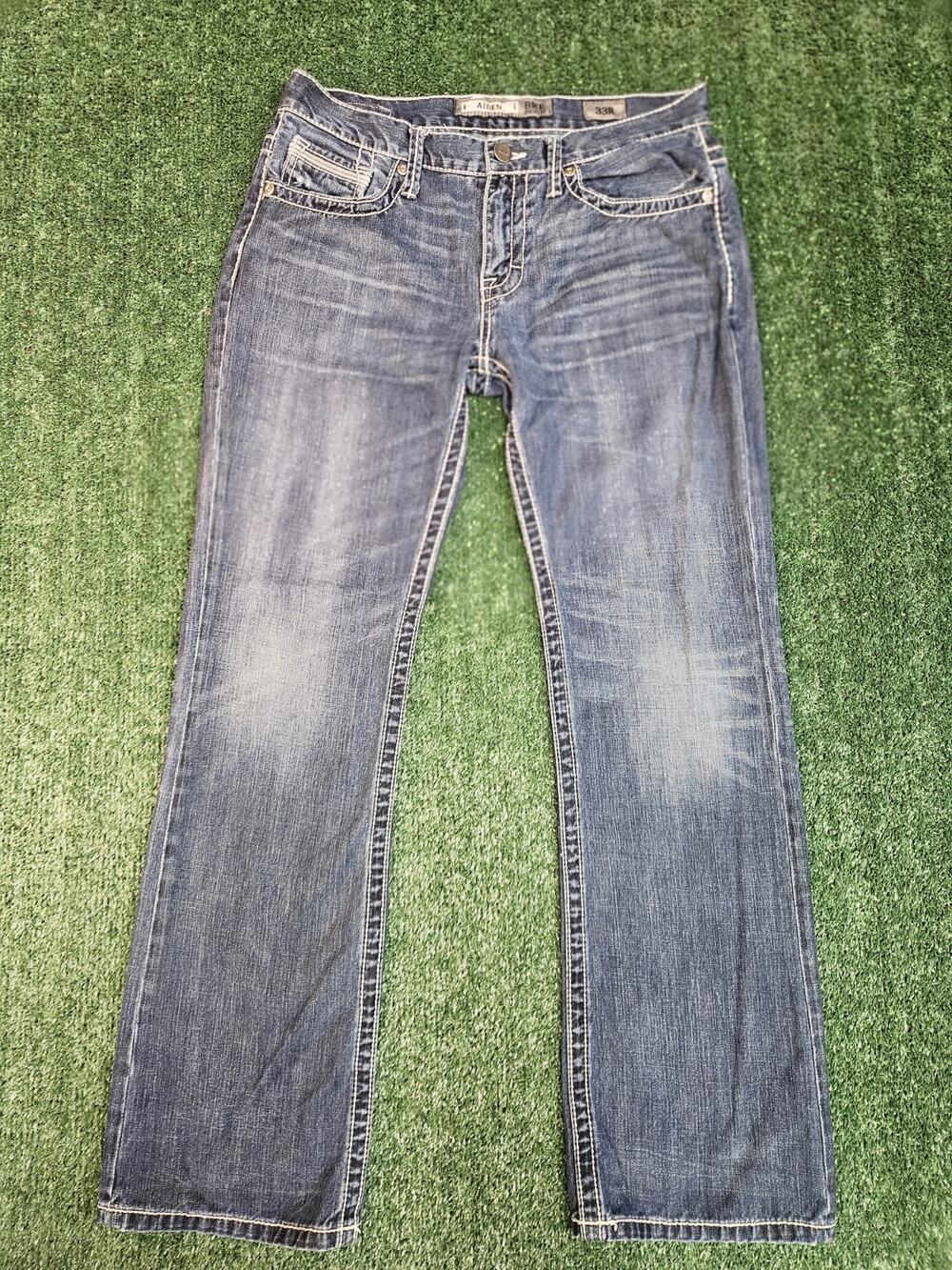 BKE Buckle Aiden Bootcut Jeans Blue Medium Wash Faded Denim Mens 33R 100% Cotton